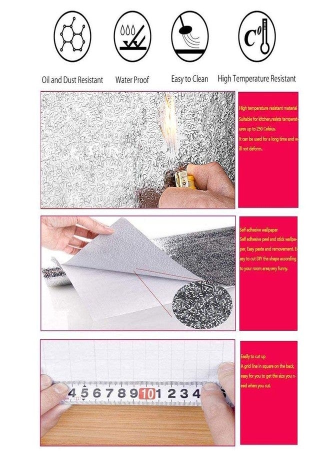 KIRFIZ 5 meter Self Adhesive Brushed Aluminum Look Contact Paper/sticker Film Vinyl Backing Waterproof Anti Greasy kitchen foil Peel Stick Removable Wallpaper Metallic Gloss Shelf Liner for Covering Counter Top - Image 4